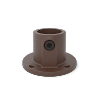 Buiskoppeling Ronde voetplaat met doorloop - vintage bruin-C / 33,7 mm